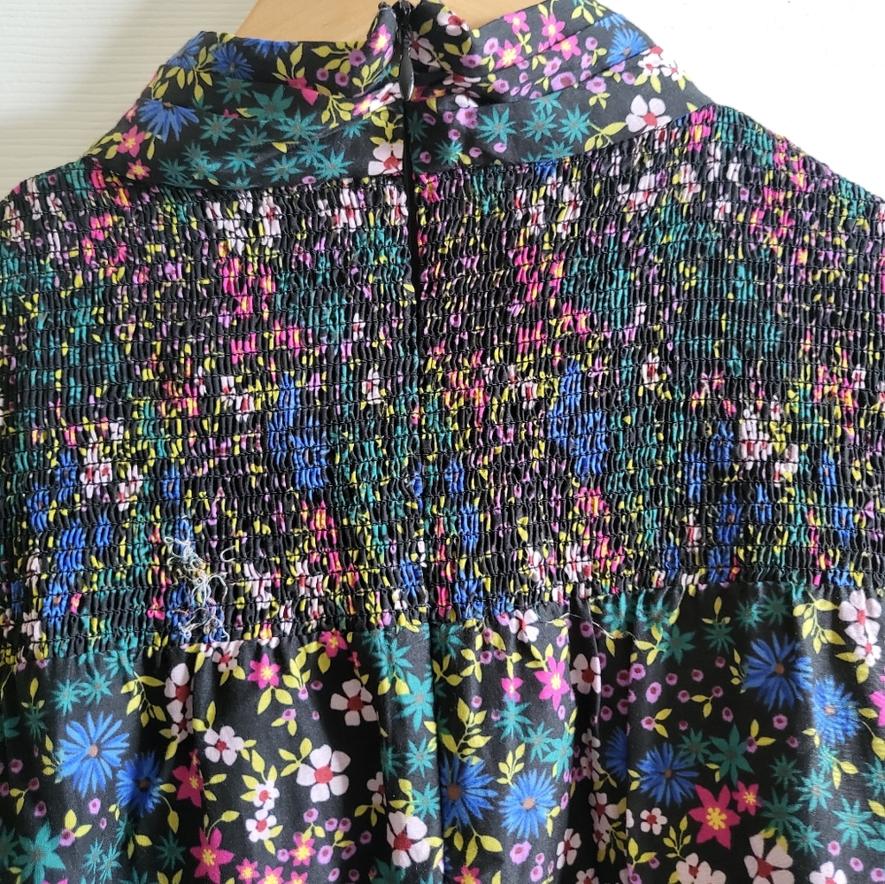 MUNTHE Correct Black Floral Smocked Dress Organic - Picture 7 of 15